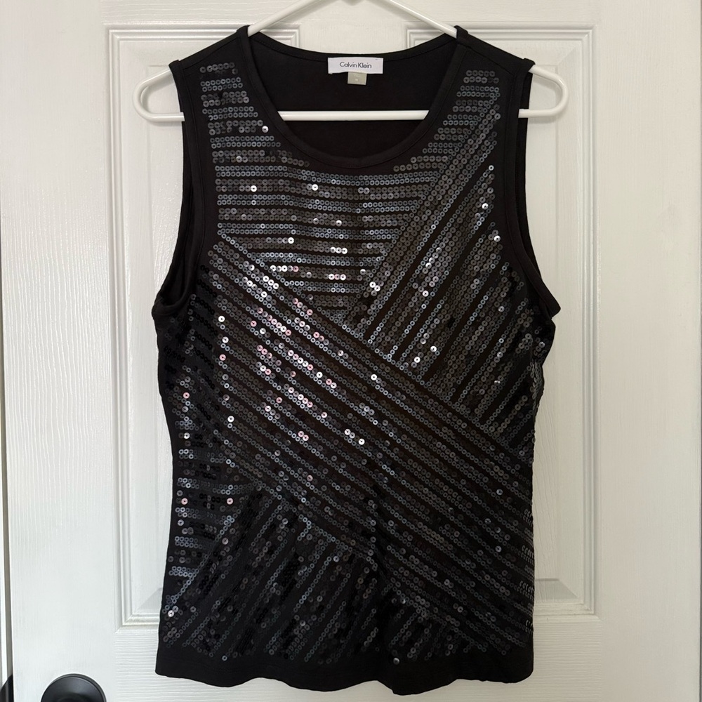 Calvin Klein Black Sequin Tank Top